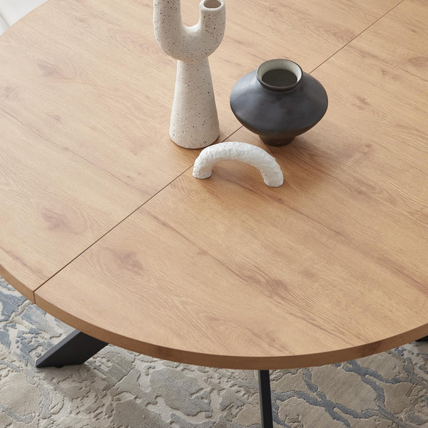 46.4" Round Dining Table Set for 4-6 – Steel Legs, Upholstered Chairs