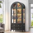 71" Arched Display Cabinet with LED Lighting & Glass Doors