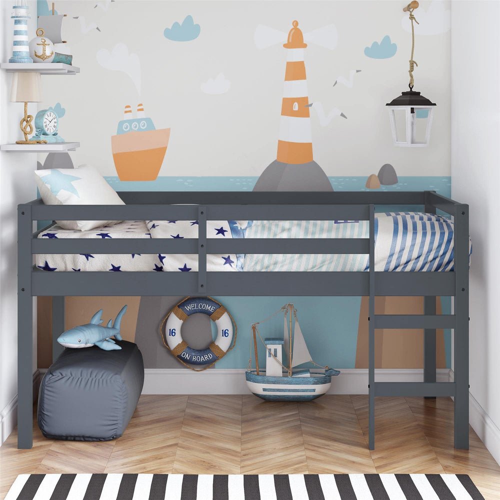 Junior Twin Loft Bed – Solid Pine Wood, Kids Space-Saving Design