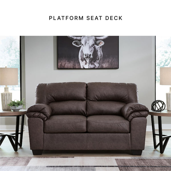 Contemporary Faux Leather Loveseat – Dark Brown