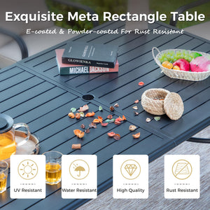 Outdoor Patio Dining Set with Textilene Chairs & Rectangular Table