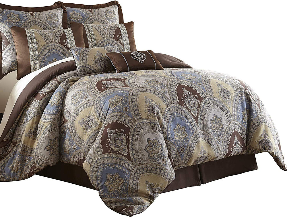 8-Piece Medallion Floral Jacquard Comforter Set