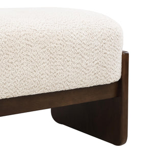 Rectangular Loop Yarn Ottoman Bench with Rubberwood Frame