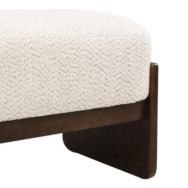 Rectangular Loop Yarn Ottoman Bench with Rubberwood Frame