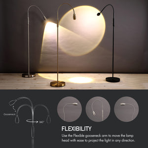 Adjustable LED Beam Floor Lamp with Flexible Gooseneck
