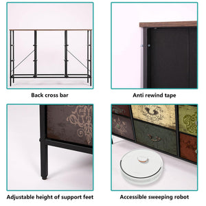 9-Drawer Fabric Dresser with Metal Frame & Wood Top