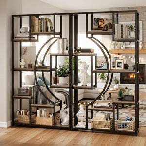Geometric Bookshelf Set of 2 – 70.8" Tall, 79" Wide, 18 Open Shelves