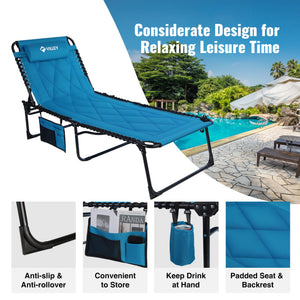 Oversized Padded Chaise Lounge with Adjustable Backrest