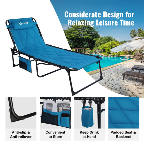 Oversized Padded Chaise Lounge with Adjustable Backrest