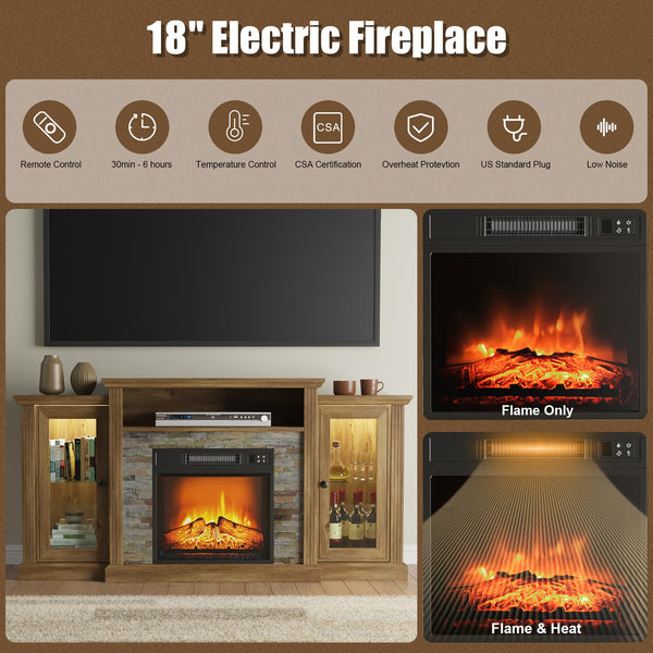 Fireplace TV Stand with LED Lights & Electric Fireplace Insert