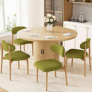 Round Dining Table Set for 4 with Storage Shelf & 4 Chairs