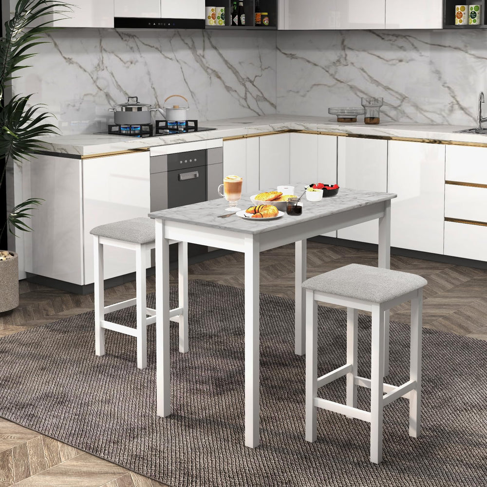 3-Piece Counter Height Dining Table Set with 2 Bar Stools