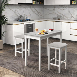 3-Piece Counter Height Dining Table Set with 2 Bar Stools
