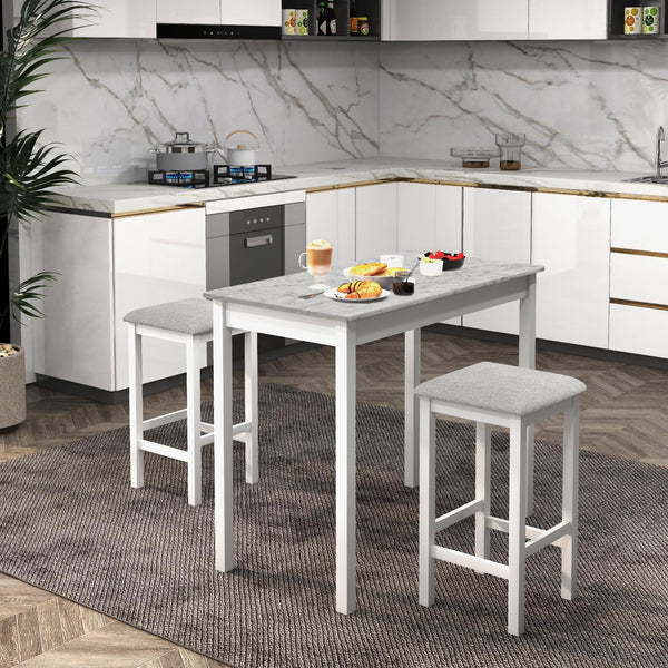 3-Piece Counter Height Dining Table Set with 2 Bar Stools