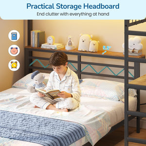 Full Over Full Bunk Bed with Desk & Storage Drawers