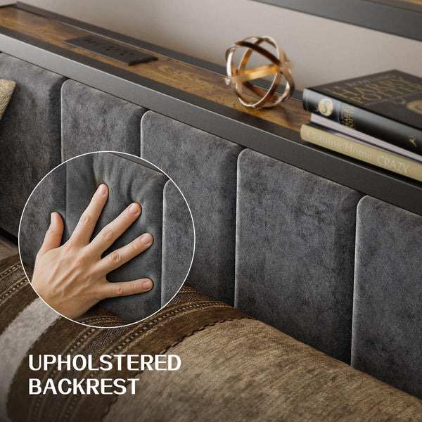 LED Bed Frame with Storage Headboard & Charging Station