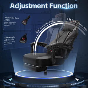 Big & Tall Gaming Chair with Footrest, Massage Lumbar Support & 360° Swivel
