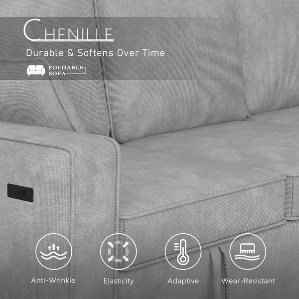 L-Shaped Sectional Sleeper Sofa with Storage & Cup Holders