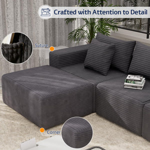 Oversized Corduroy Cloud Ottoman – Rectangle Pouf with 28D Foam