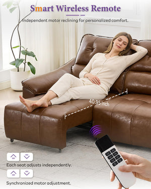 Electric Power Reclining Sectional Sofa with USB Charging & Cup Holders