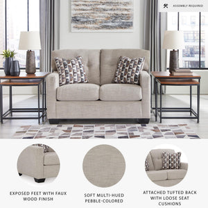 Contemporary Tufted Loveseat – Beige Polyester Upholstery