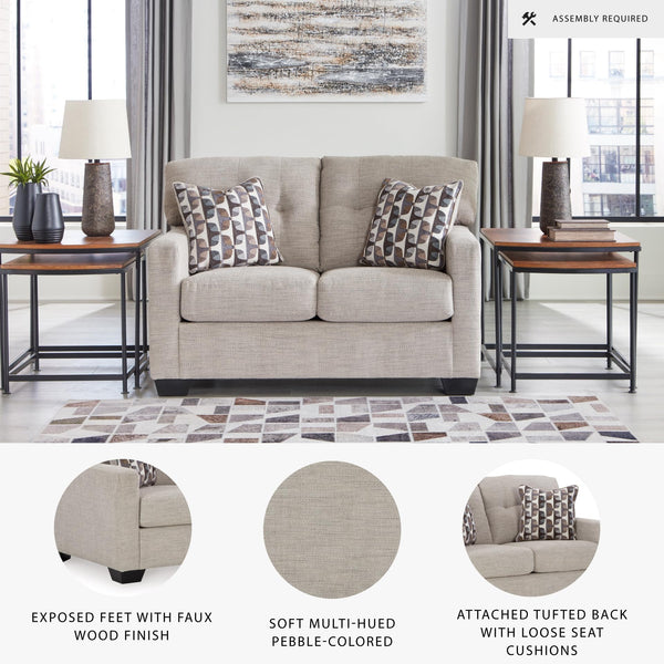 Contemporary Tufted Loveseat – Beige Polyester Upholstery
