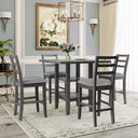 5-Piece Counter Height Dining Set with Storage Shelves and Padded Chairs