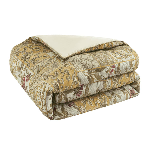 Floral Jacquard Comforter Set — 9-Piece King, Yellow