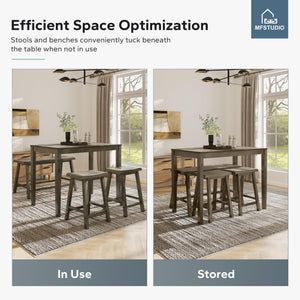 Counter Height Dining Table Set for 4 with Bench