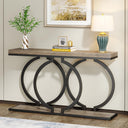 55-Inch Industrial Console Table with Geometric Metal Frame