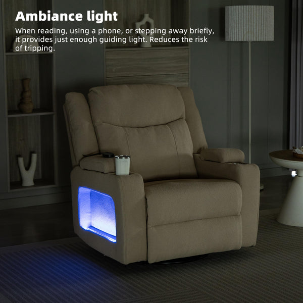 Oversized Power Recliner with Massage, Heat & Swivel Rocker