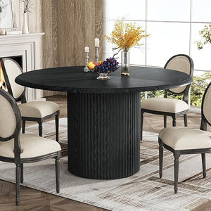 47" Round Dining Table with Metal Pedestal Base