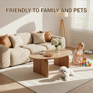 Oval Coffee Table – Natural Wood, Modern Living Room Center Table
