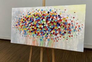 Abstract Floral Canvas Wall Art 48x24 Inch