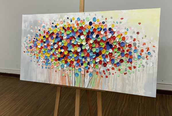 Abstract Floral Canvas Wall Art 48x24 Inch