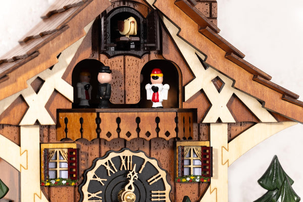 Black Forest Wooden Cuckoo Wall Clock with Night Silence & Volume Control