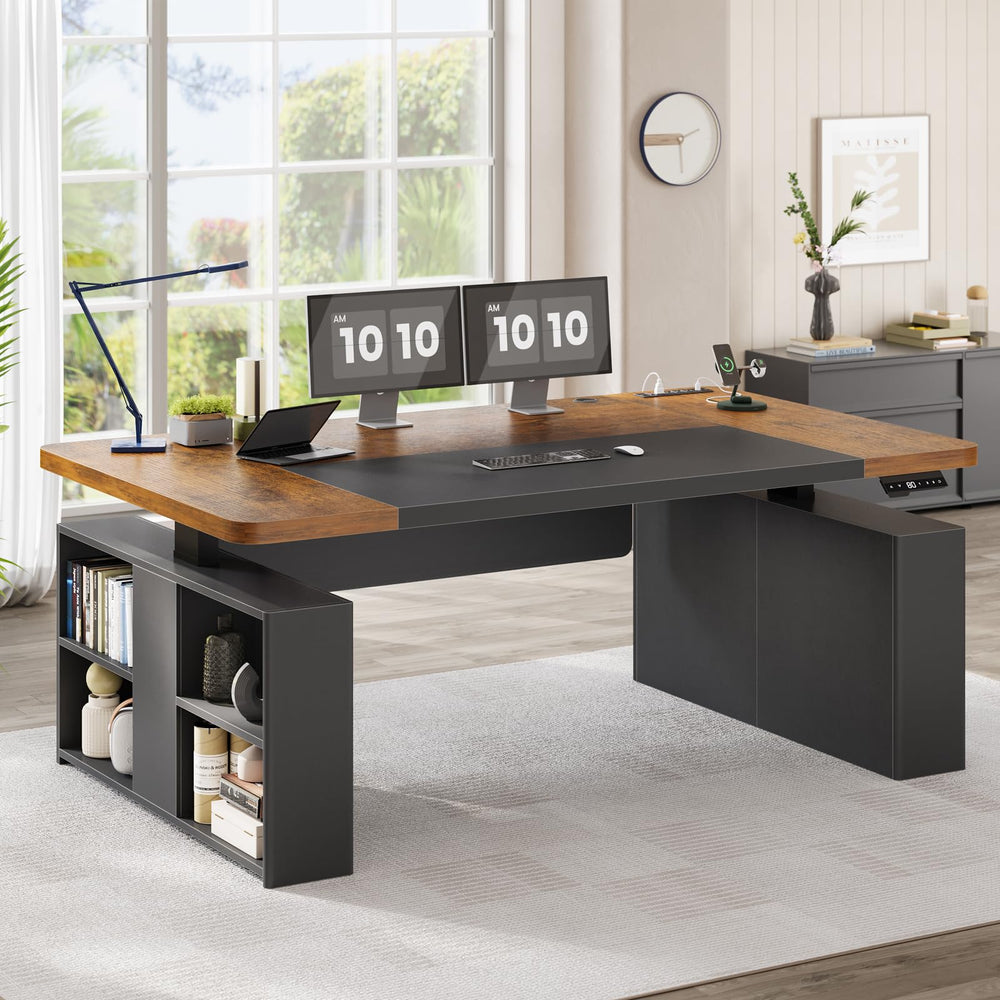 63" Adjustable Standing Desk with Storage & Power Outlets