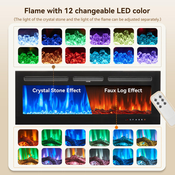 Electric Fireplace TV Stand with LED Lights