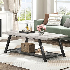 47" 2-Tier Coffee Table with Storage