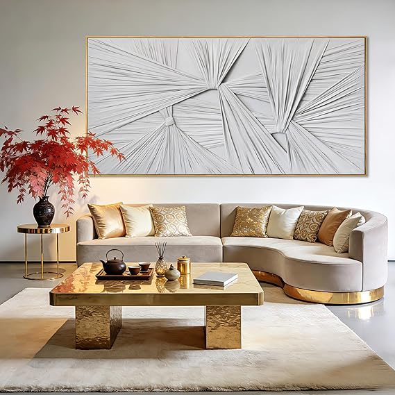 Textured Abstract Canvas Wall Art – Sculptural Minimalist Framed Painting