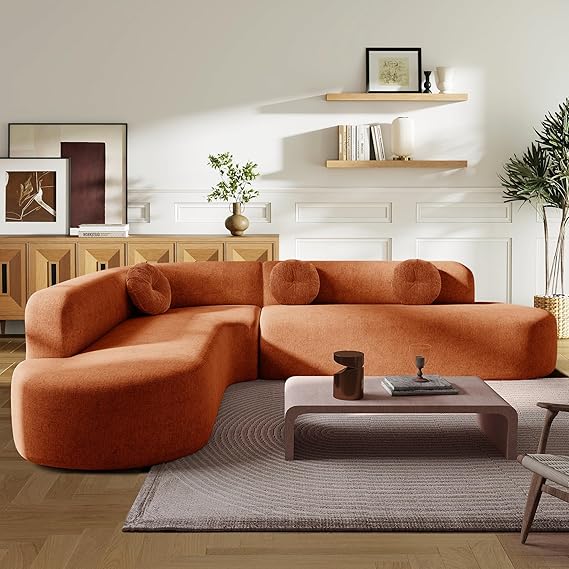 L-Shaped Curved Sectional Sofa – 4-Seater Deep Seat Corner Couch