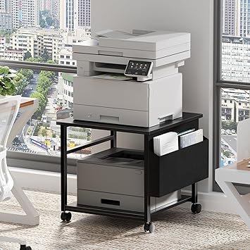 Rolling Printer Stand with Storage Shelf & Lockable Wheels