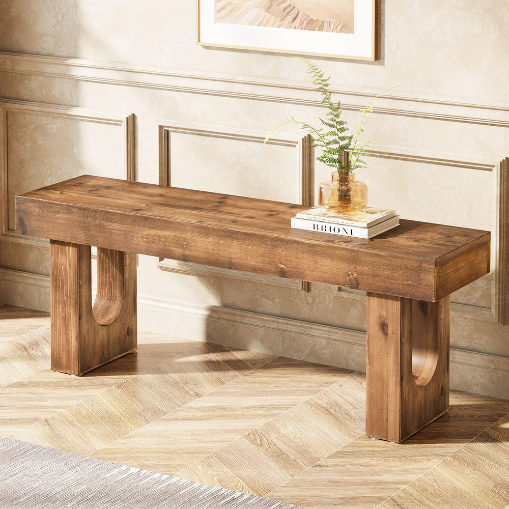 47" Solid Wood Entryway Bench