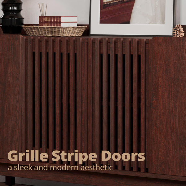 63-Inch Buffet Cabinet with Grille Doors and Adjustable Shelves