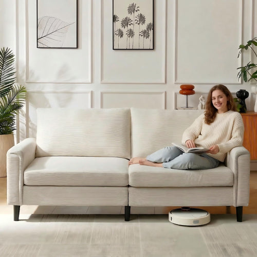 80" Corduroy Loveseat Sofa – Beige