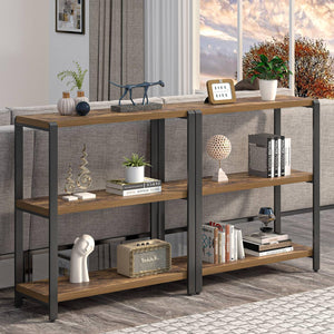3-Tier Metal & Wood Bookshelf