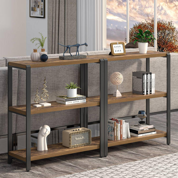 3-Tier Metal & Wood Bookshelf