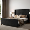 Upholstered Platform Bed with Tall Wingback Headboard