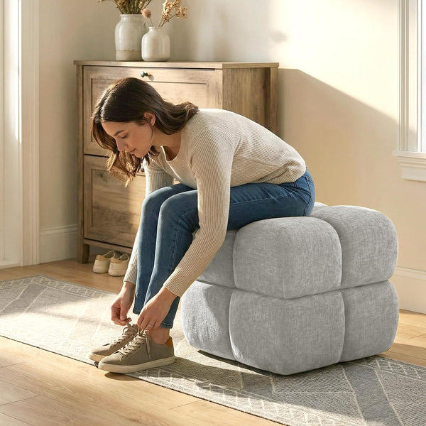 Oversized Square Storage Ottoman – Grey