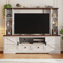 Farmhouse TV Stand with LED Lights & Power Outlets